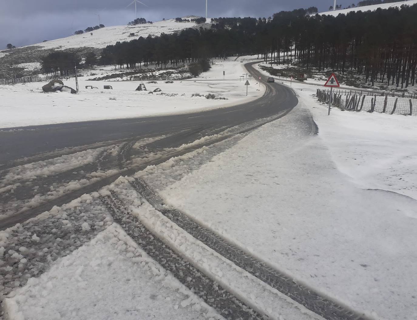 La borrasca 'Bella' ha provocado más de 1.900 incidencias en Asturias y complica las comunicaciones. La nieve acumulada en las últimas horas, que ha cerrado el puerto del Connio, obliga a usar cadenas en 15 altos de montaña. Los fuertes vientos han procovado la caída de árboles y la Aemet mantiene el litoral del Principado en alerta roja por olas de hasta diez metros 