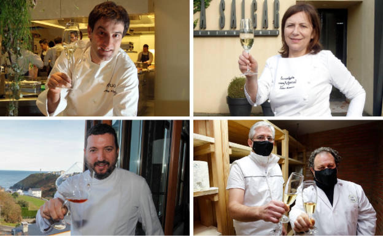 Josean Alija, Esther Manzano, Elio Fernández, Ernesto Madera y Pascual Cabaño brindan por un mejor 2021.