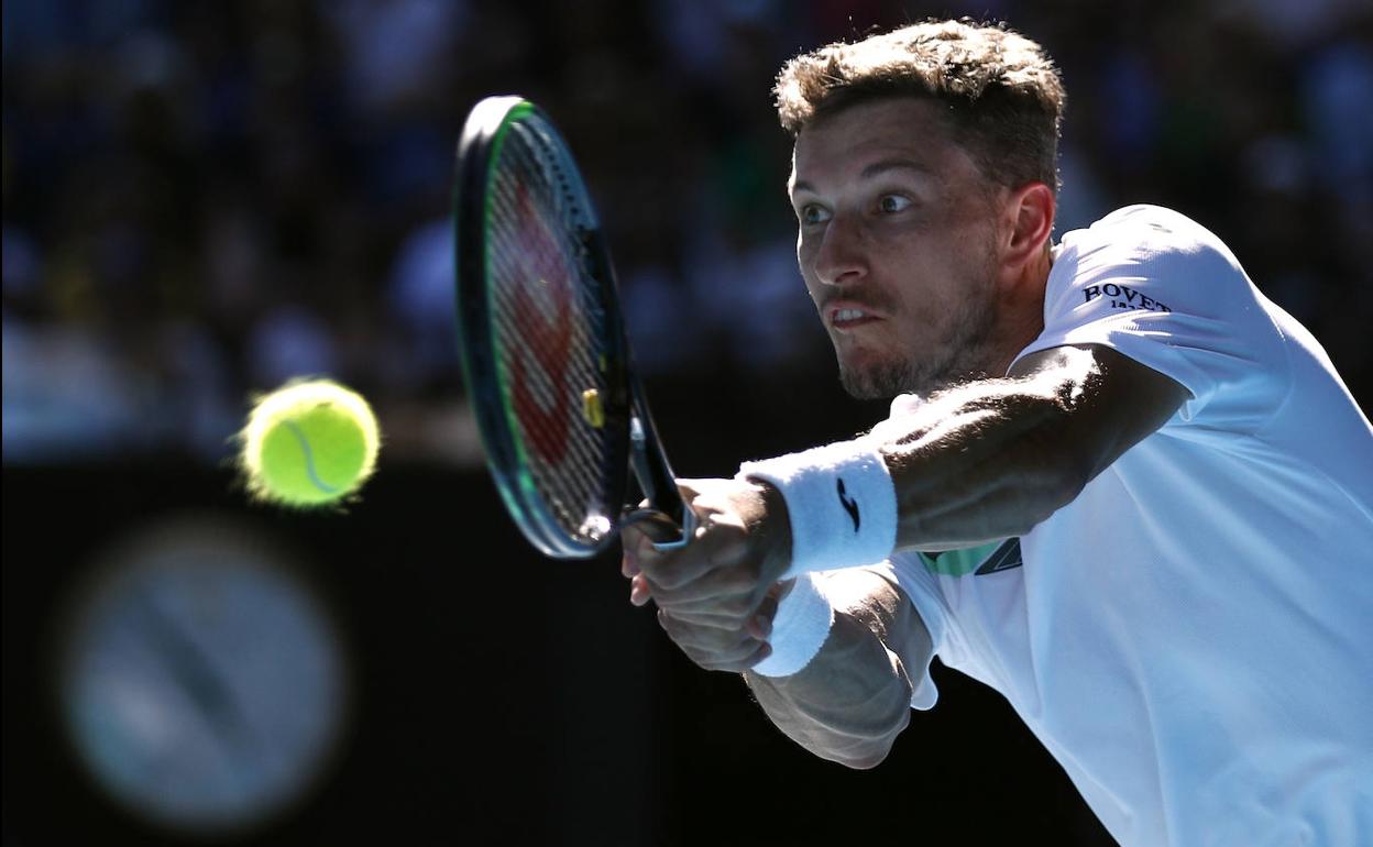 Carreño, en el partido contra Nadal del Open de Australia de 2020.