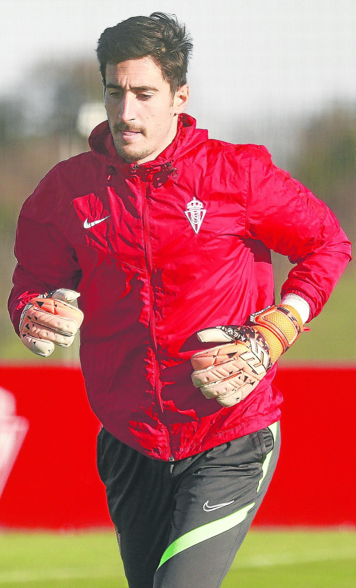 Diego Mariño, durante su vuelta al trabajo colectivo en Mareo. 