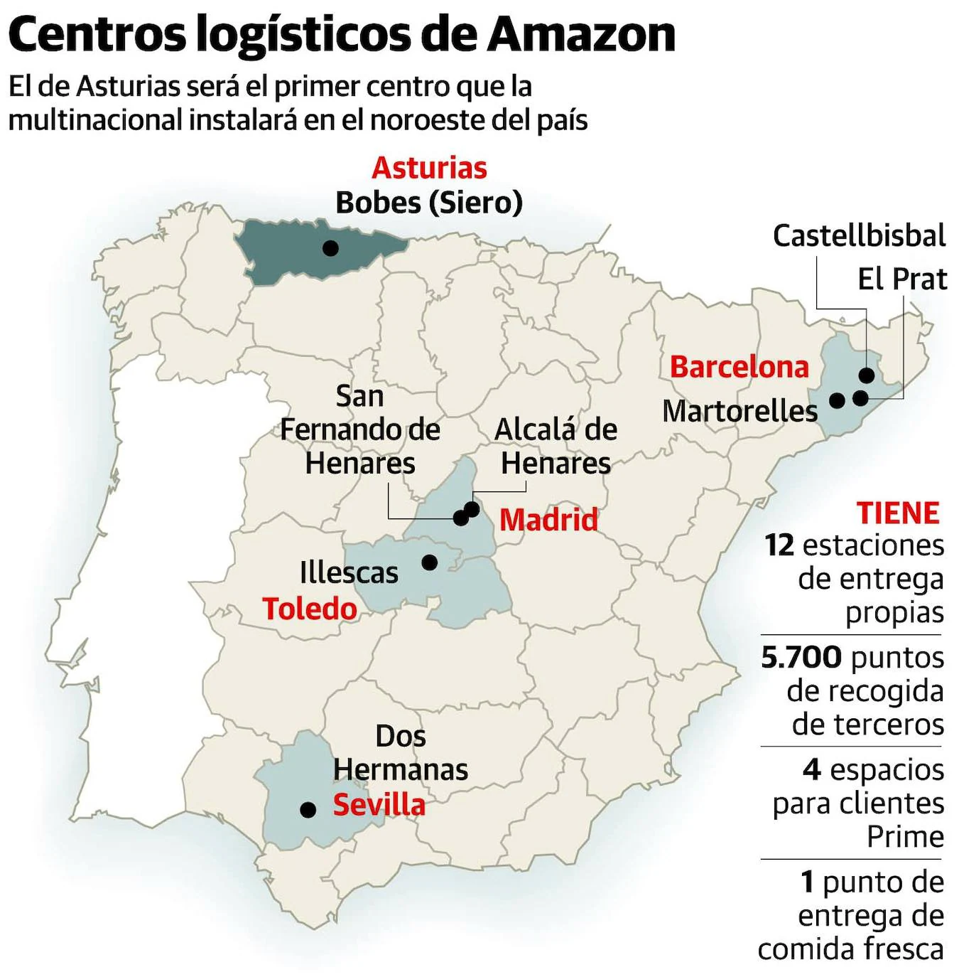 El centro de Amazon en Siero, con 2.000 empleos, uno de los mayores en Europa 