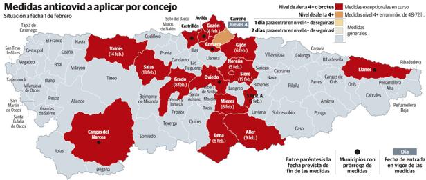 Mapa anticovid por concejos. En el vídeo, los criterios para decretar las restricciones en Asturias.