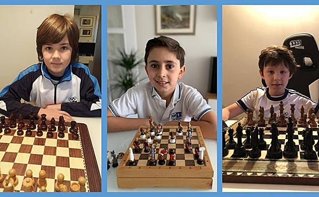 Los alumnos de Educación Primaria Lucas López, Xavier Adánez y Roque Ordiz. 