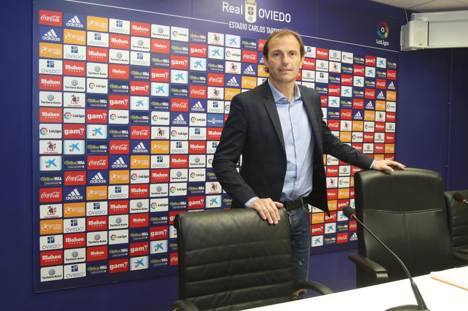 Arnau, en la sala de prensa del Carlos Tartiere. 