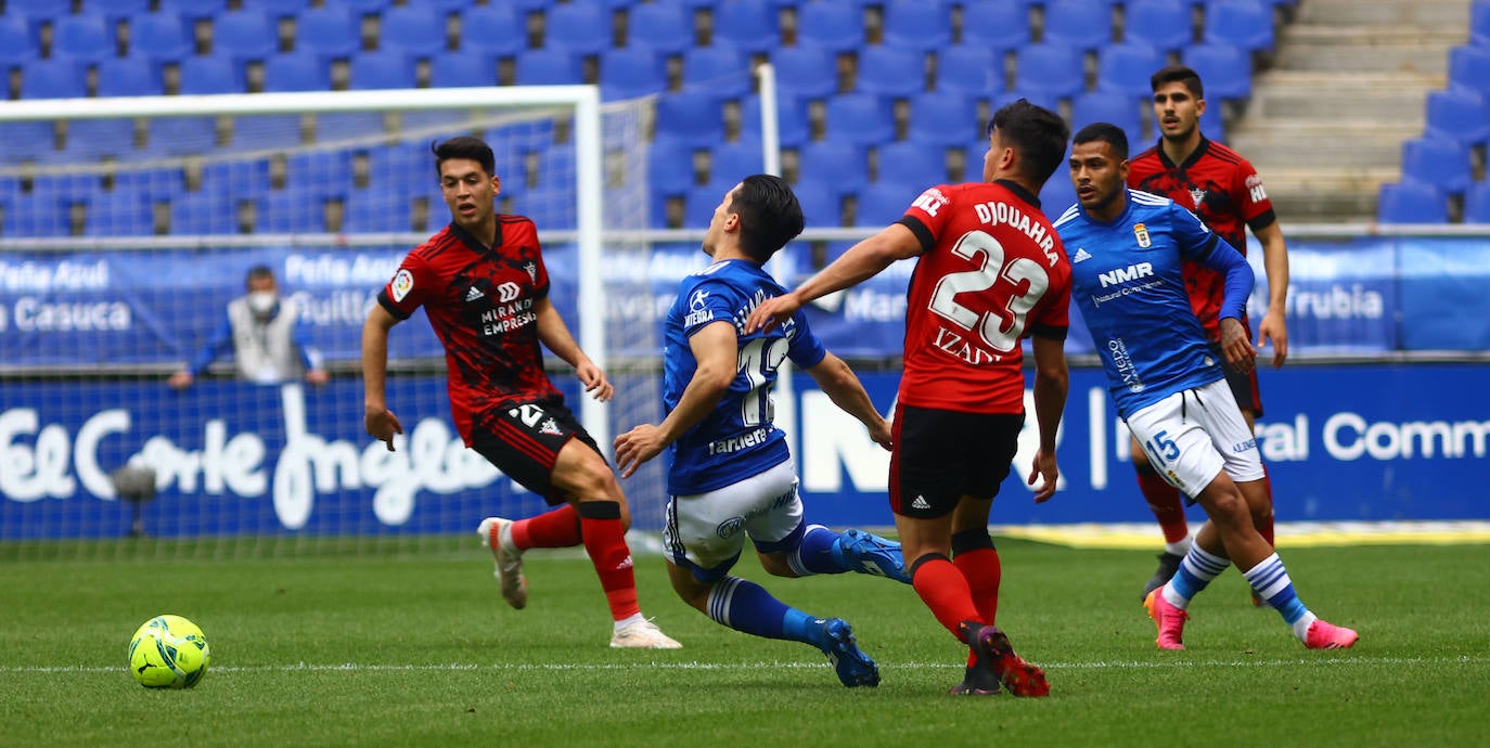 El Oviedo no pude dedicarle el triunfo a Arnau en su enfrentamiento contra el Mirandés, que se saldó con un empate a uno.