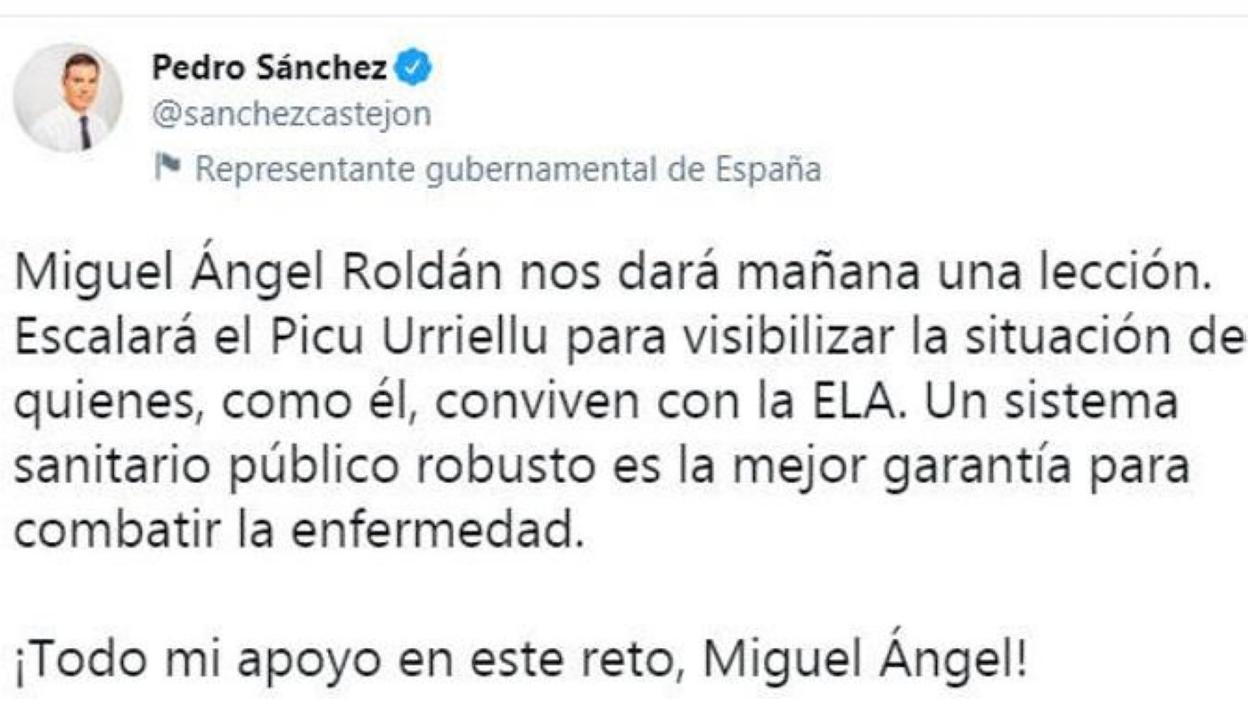 El mensaje del presidente Pedro Sánchez a Roldán. 