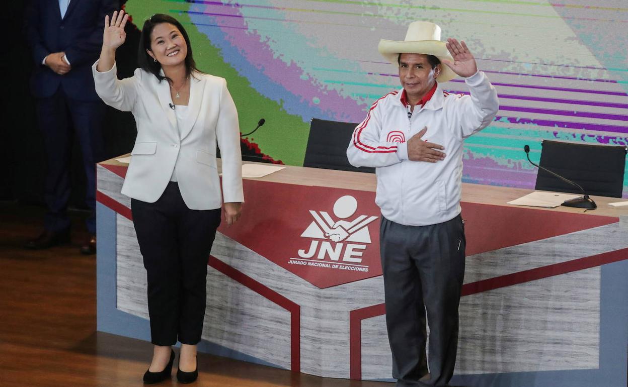 Keiko Fujimori y Pedro Castillo.