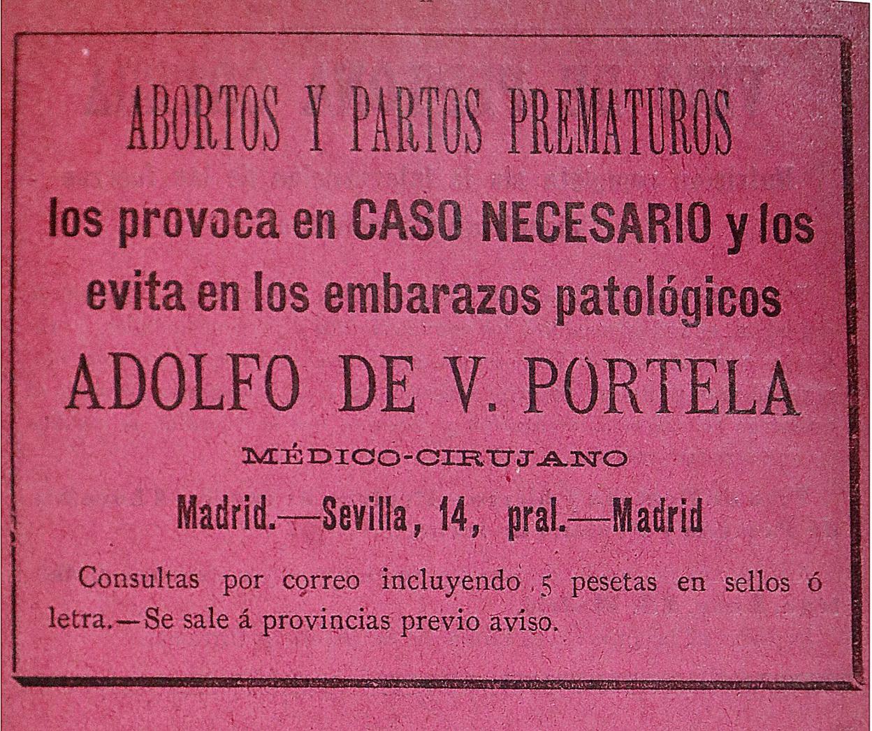 Un anuncio de abortos a finales del siglo XIX