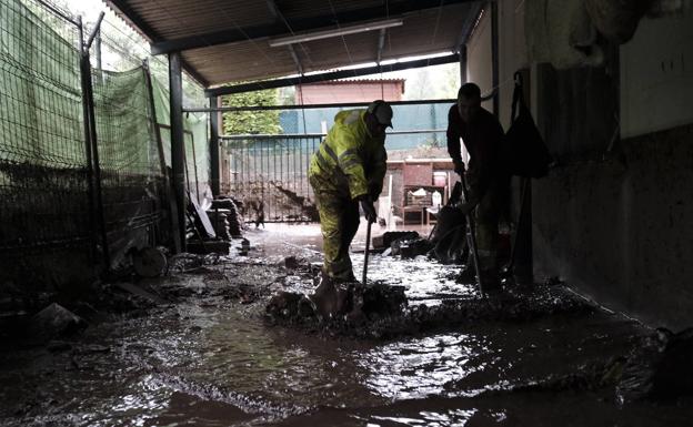 Galería. Dos personas retirando agua.