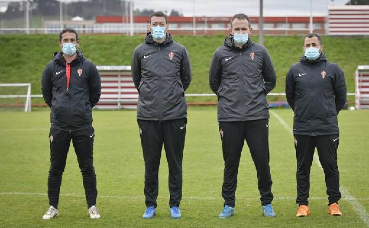 Arturo Novo, Sergio Sánchez, Emilio González Nosti y Nando Juárez integran el cuerpo técnico del Sporting B.