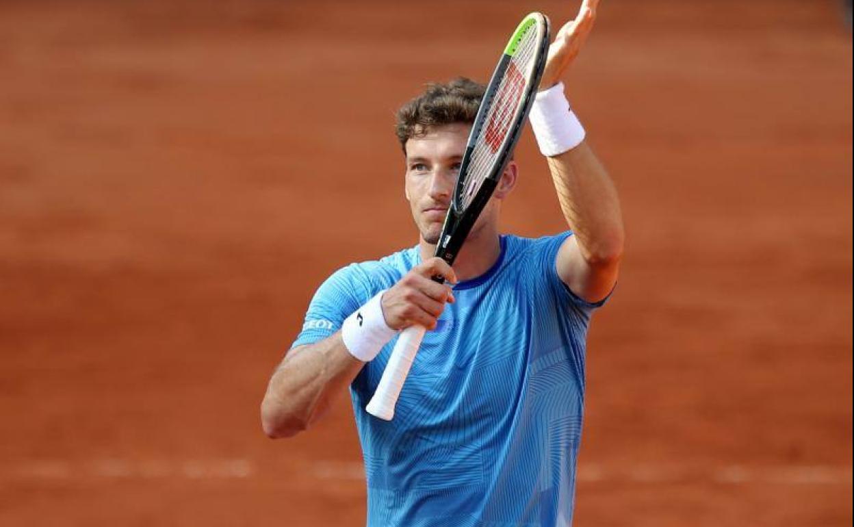 Pablo Carreño celebra su victoria ante el serbio Dusan Lajovic.