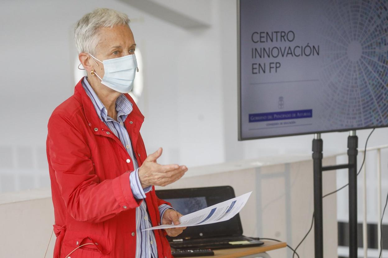 Carmen Suárez, en la reciente presentación del centro de Innovación en FP, en Gijón. 