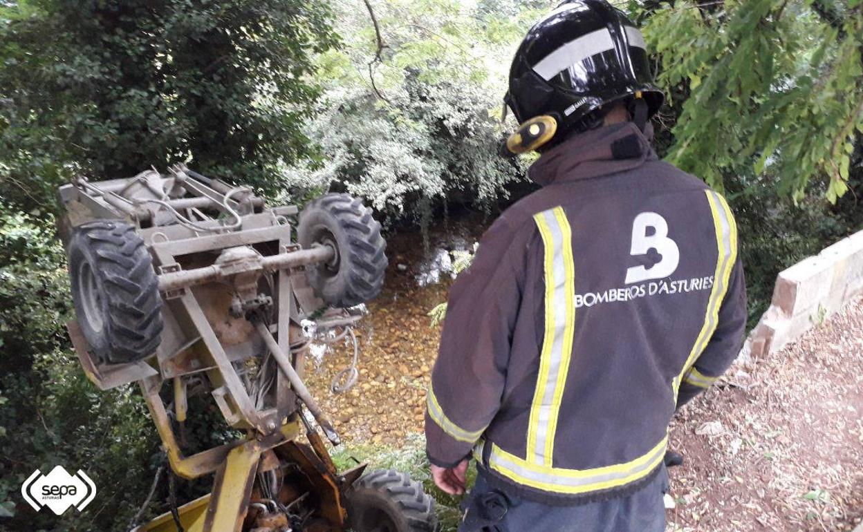 La hormigonera del trabajador, tras la caída por el desnivel