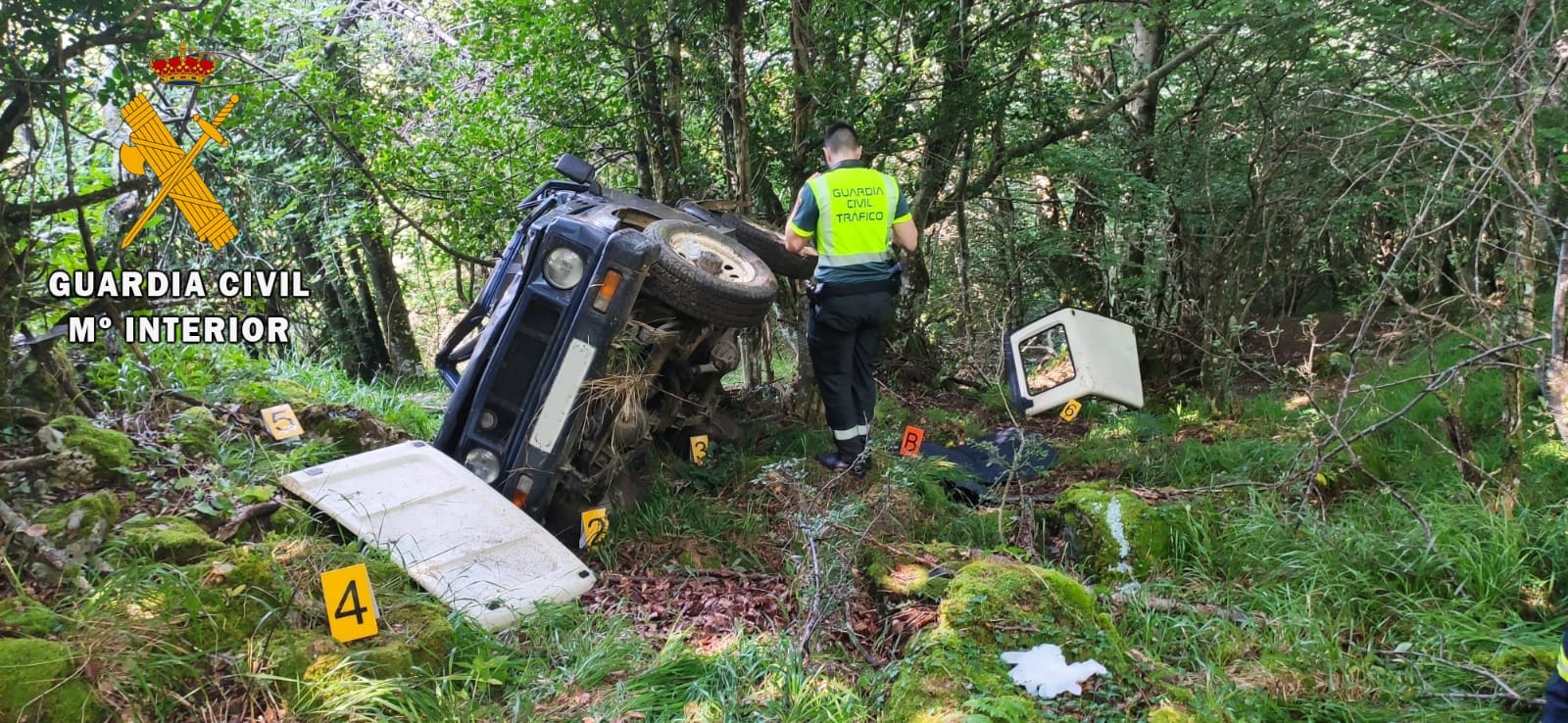 Un hombre de 85 años ha fallecido en un accidente de tráfico en Corés, en Somiedo. El vehículo, en el que viajaba también un hermano del fallecido, de 87 años, y que ha resultado herido grave, se salió de la pista forestal por la que circulaban y cayó varios metros. 