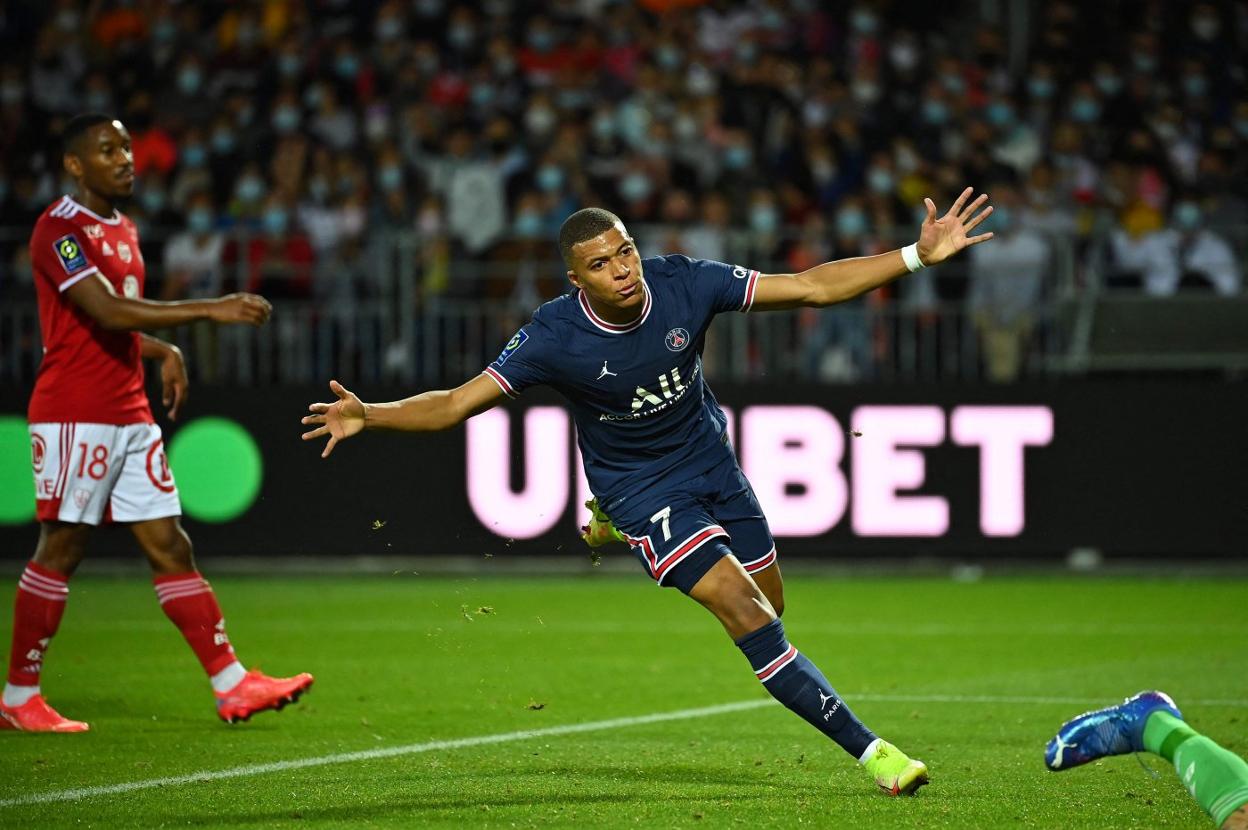 Mbappé celebra un gol el pasado fin de semana con el PSG. 