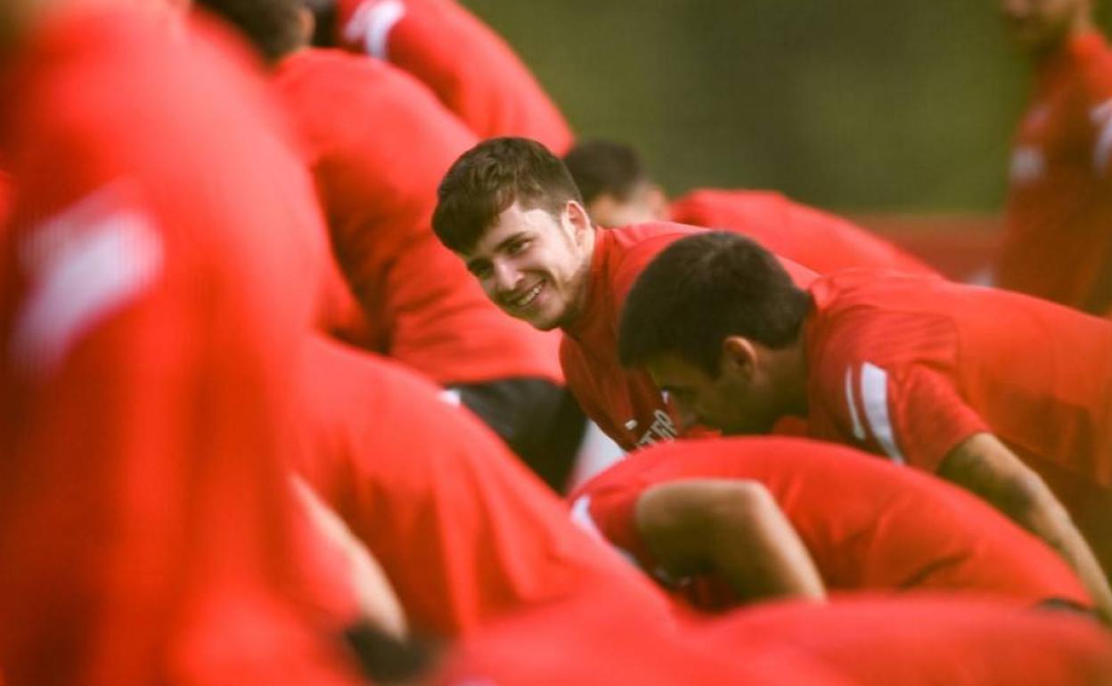 Guille Rosas, en el entrenamiento de esta mañana.