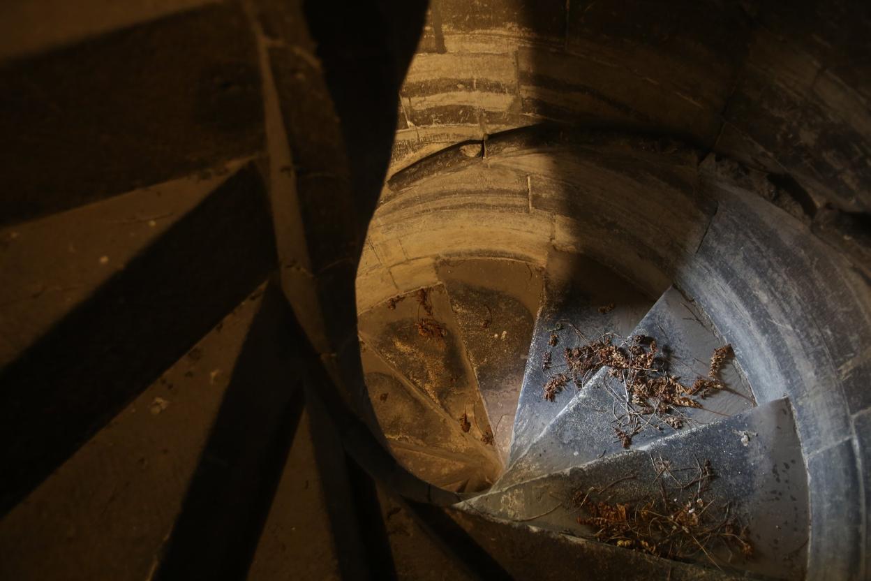 La escalinata de la torre. 