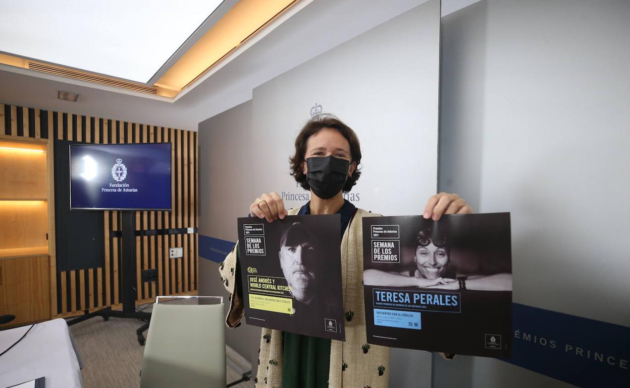 La directora de la Fundación Princesa de Asturias, Teresa Sanjurjo, durante la presentación del programa para la semana de los Premios.