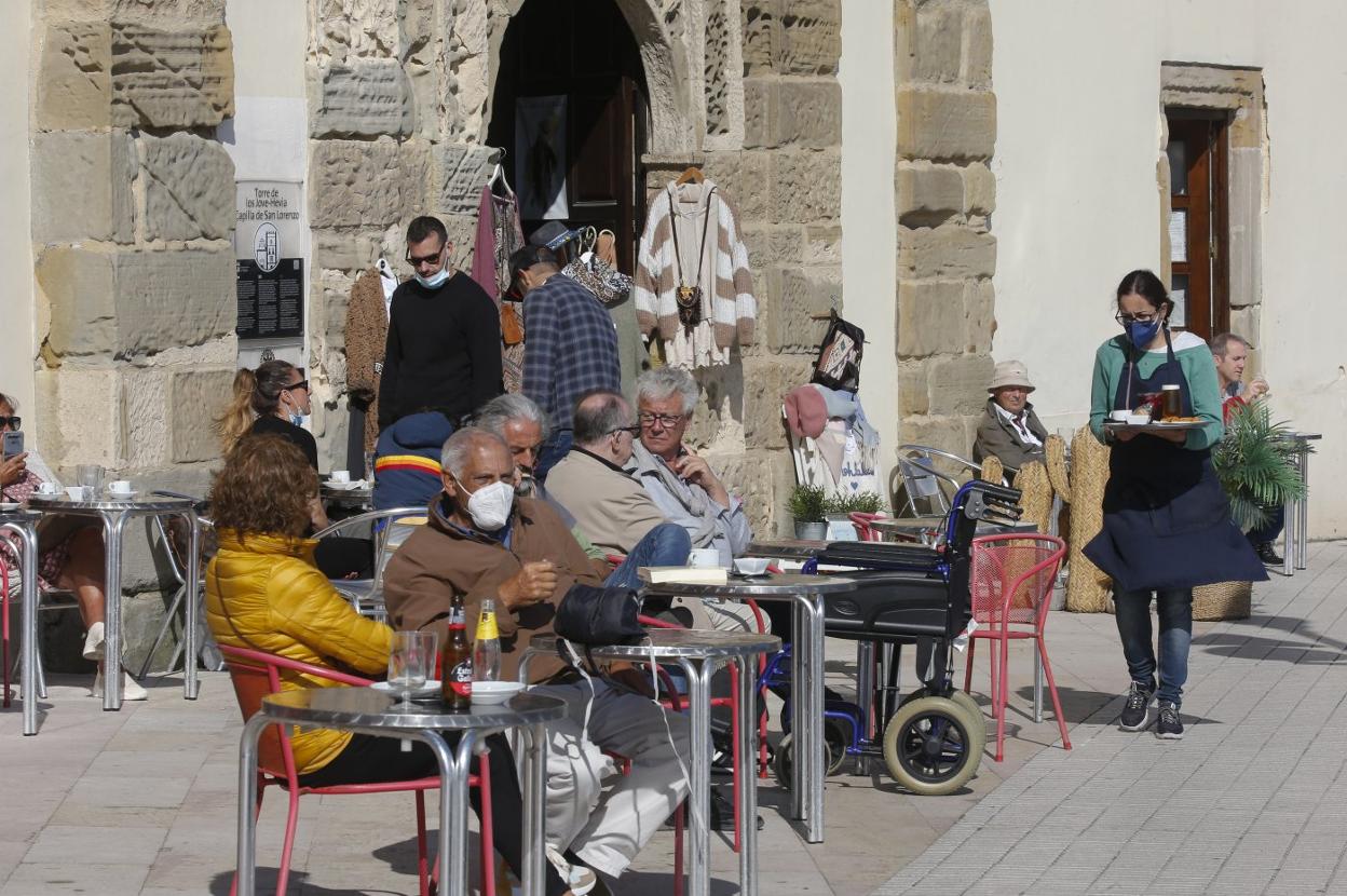 Una terraza de hostelería, en las inmediaciones de la plaza Mayor. 