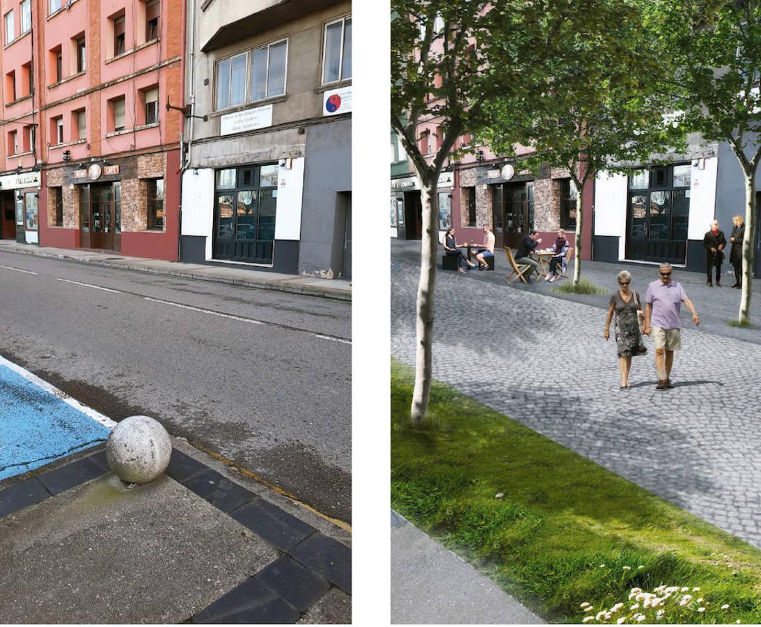 Calle Rodríguez San Pedro. A la izquierda, el estado actual. A la derecha, la propuesta 