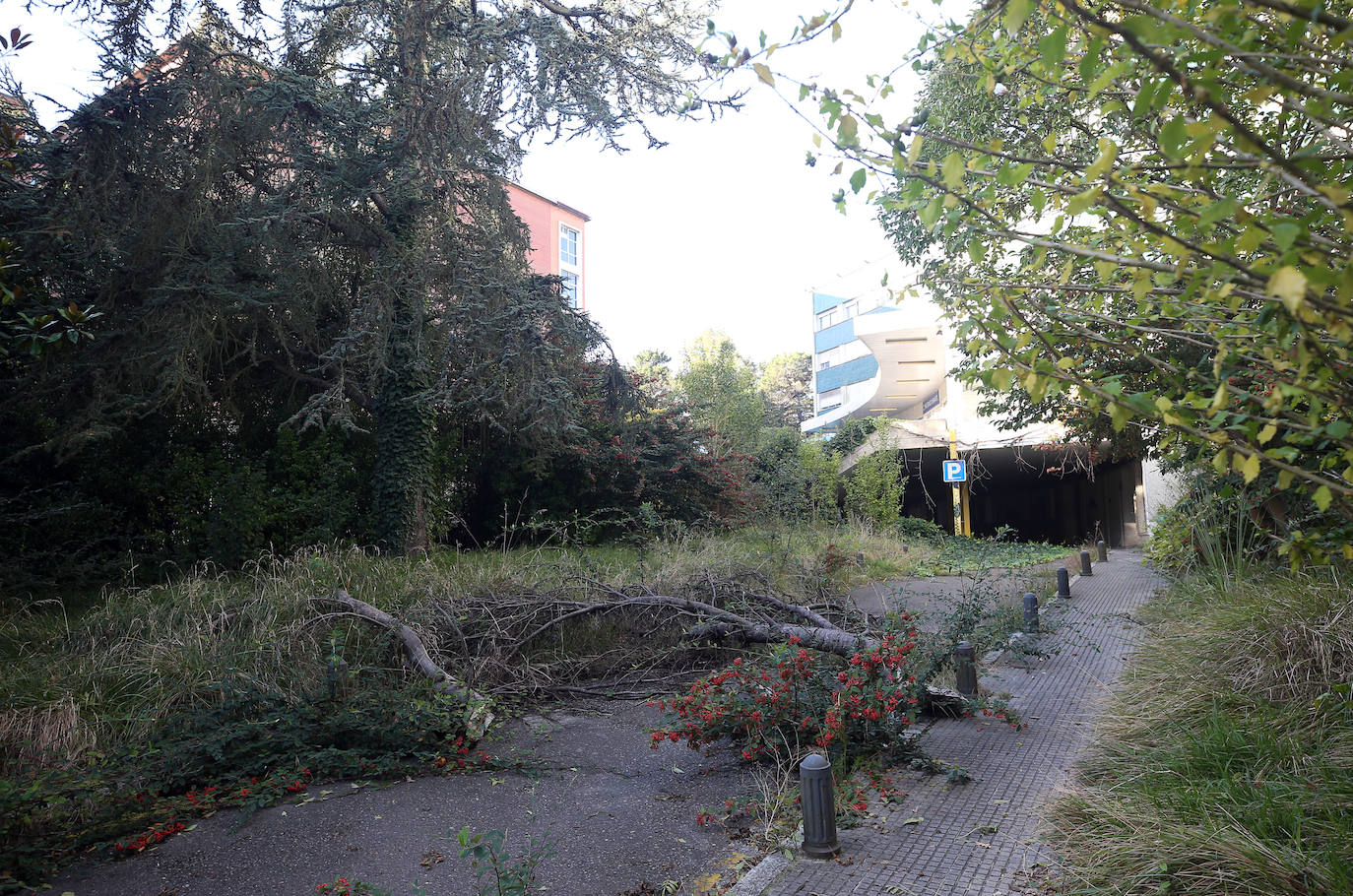 El viejo Hospitla Universitario Central de Asturias (Huca) luce lleno de desperfectos, pese a haber sido limpiado