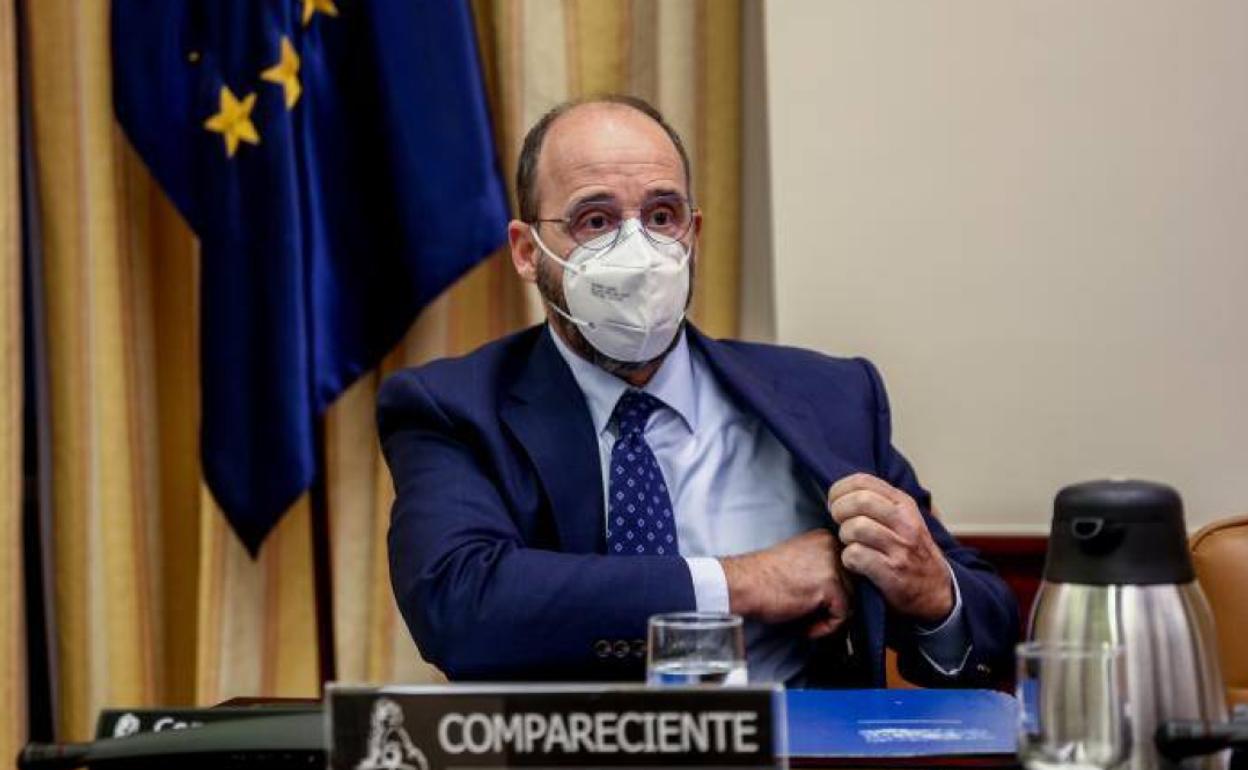 Ignacio Ulloa Rubio durante su intervención este jueves en la comisión 'Kitchen' del Congreso.