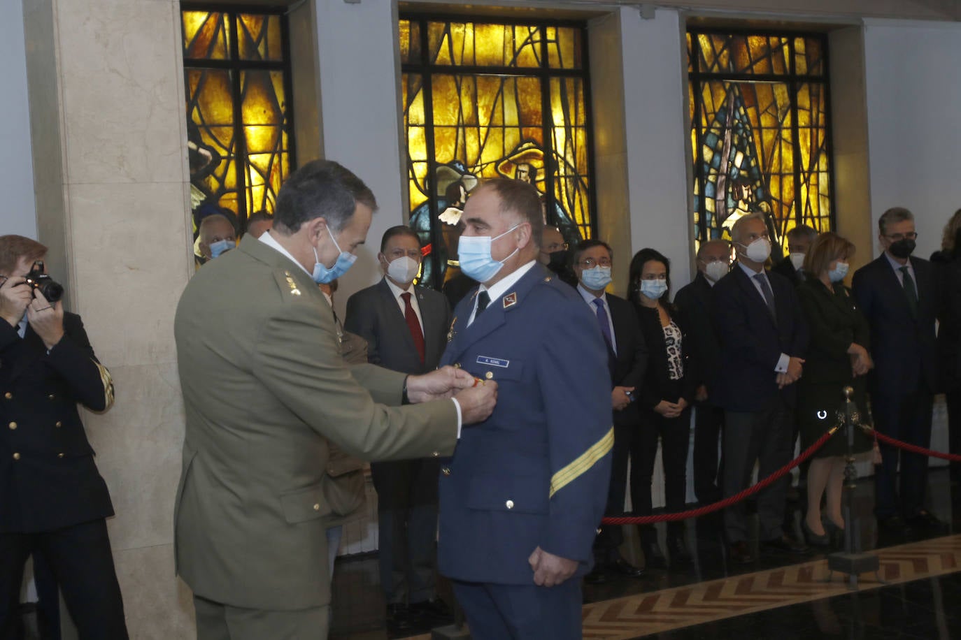 El presidente del Principado de Asturias, Adrián Barbón, asiste al acto conmemorativo del XXVII aniversario de la Delegación de Defensa en Asturias y participa en la entrega de condecoraciones y diplomas.