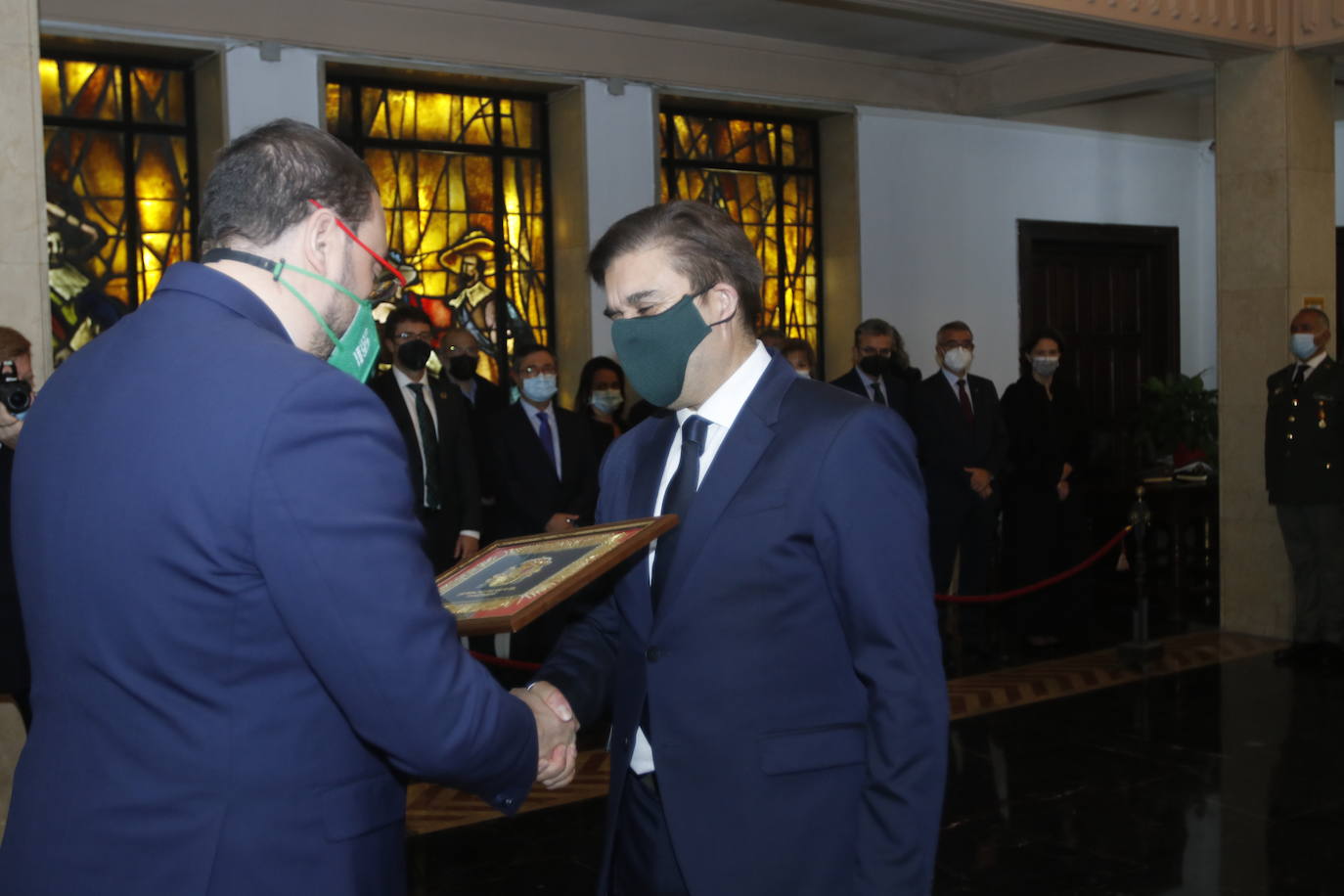 El presidente del Principado de Asturias, Adrián Barbón, asiste al acto conmemorativo del XXVII aniversario de la Delegación de Defensa en Asturias y participa en la entrega de condecoraciones y diplomas.