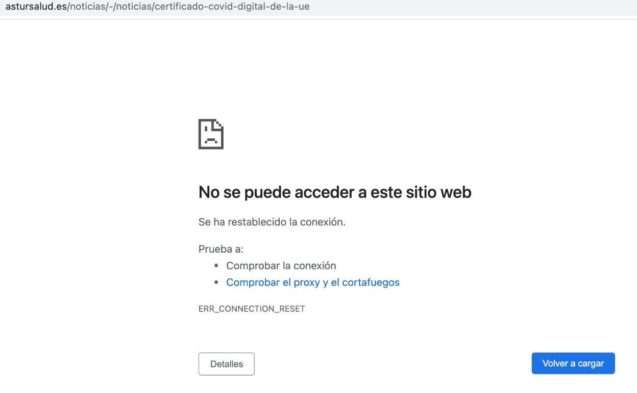La web de Astursalud, colapsada para solicitar el pasaporte covid