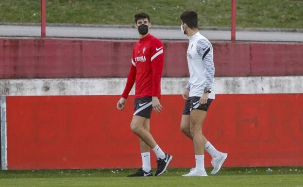 Pablo Pérez, en Mareo, en el entrenamiento del equipo.