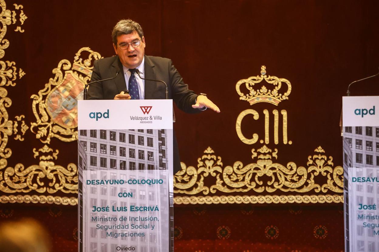 El ministro José Luis Escrivá, ayer, en el Hotel de la Reconquista. 