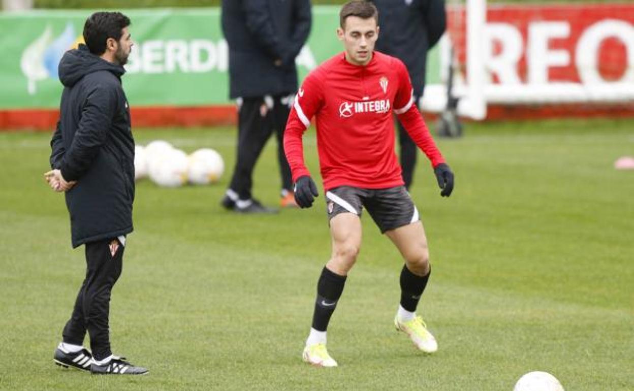 Pedro Díaz, junto a David Gallego, en un entrenamiento.