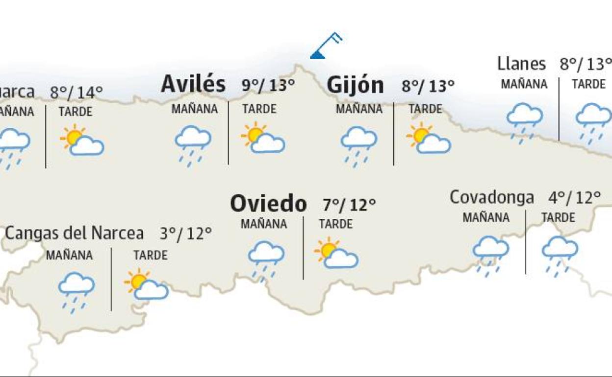 Mapa del tiempo en Asturias