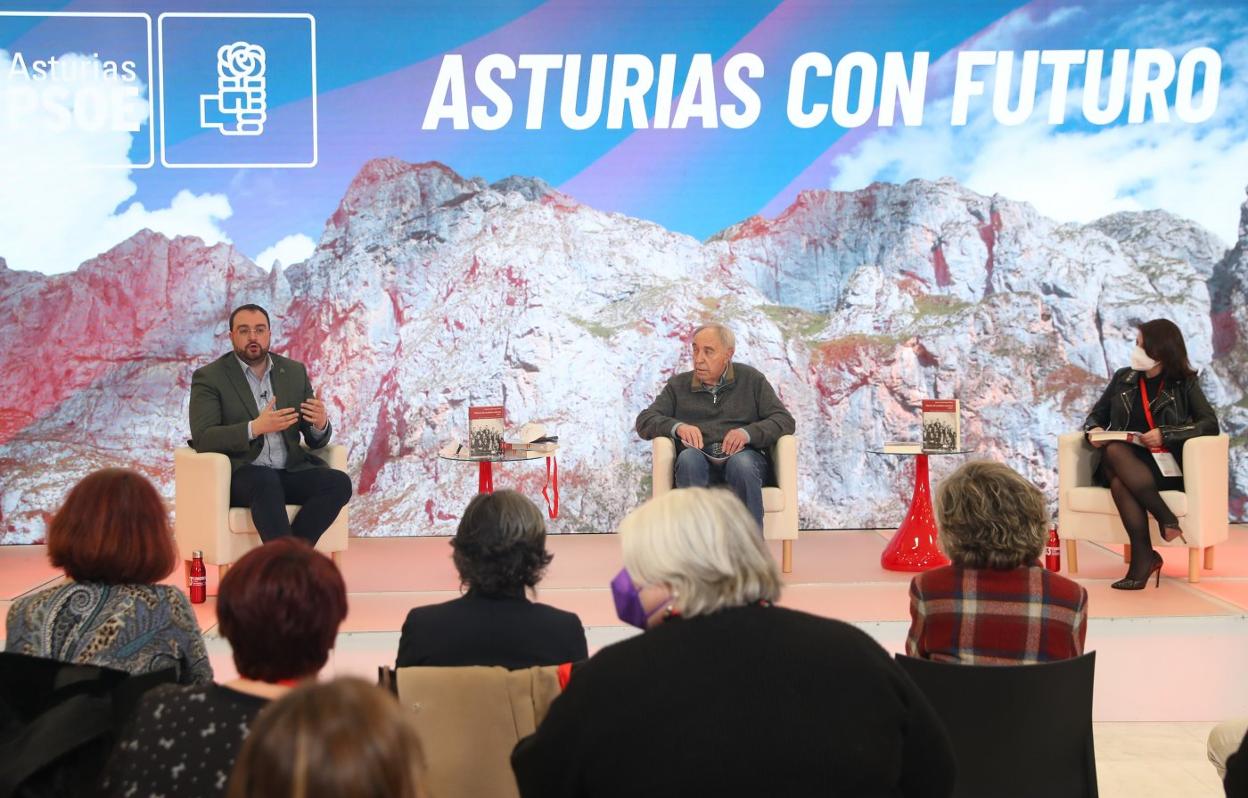 Adrián Barbón, Adolfo Fernández y Adriana Lastra. 