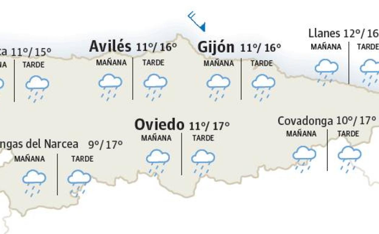 Mapa del tiempo en Asturias