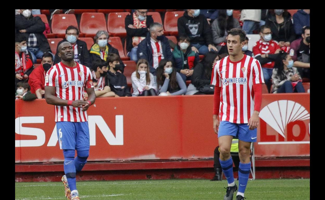 Pedro Díaz, durante el último partido del Sporting, en el que cerró el marcador frente al Cartagena. 