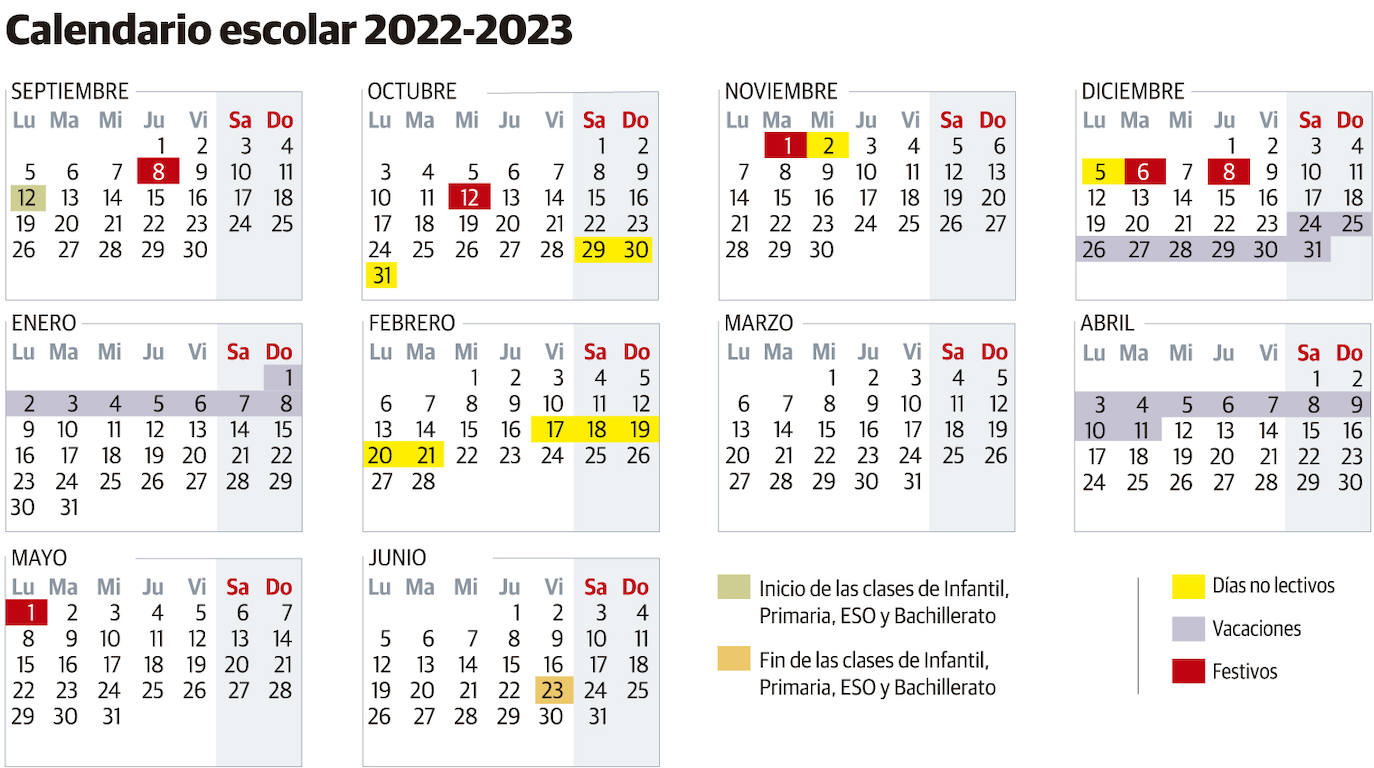 Las clases de Primaria y Secundaria empezarán el 12 de septiembre