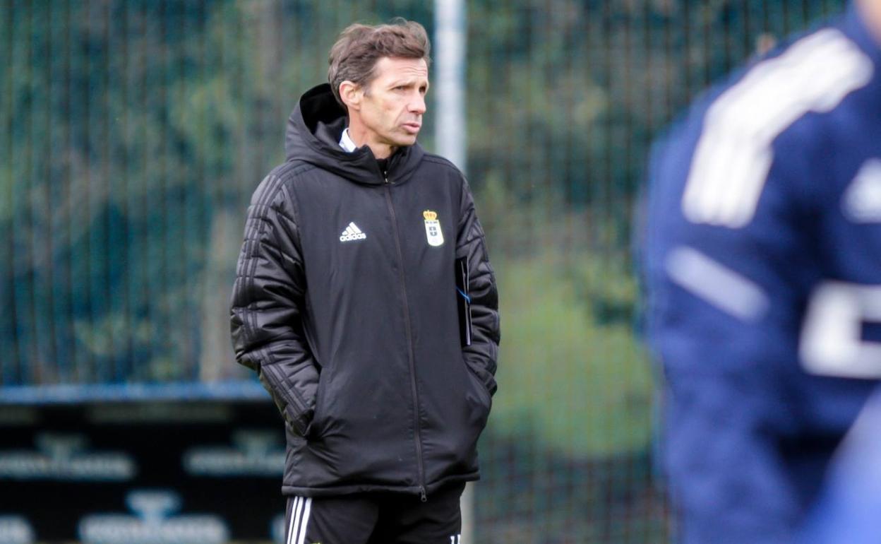 Ziganda durante el último entrenamiento del Real Oviedo. 