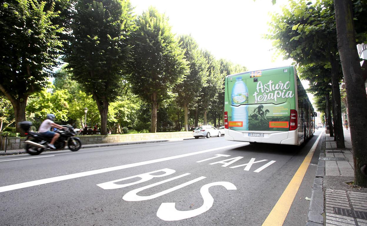 Carril bus en Oviedo, en una imagen de archivo. 