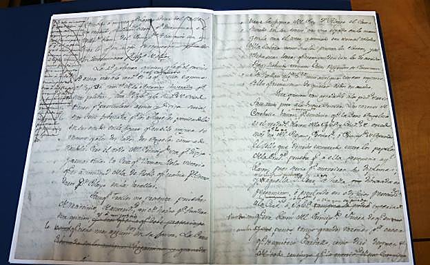 Carta de Jovellanos al marqués de Camposagrado dando su visión de que el blasón de Asturias debía ser la Cruz de la Victoria. En custodia. 