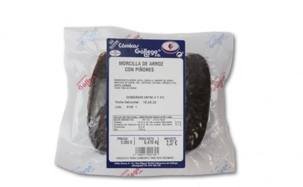 Morcilla de arroz con piñones afectada por la alerta de la AESAN.