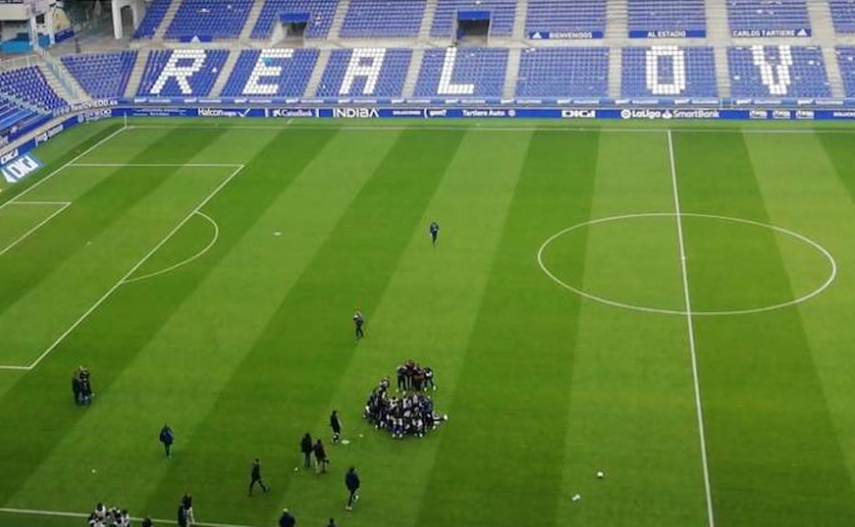 Partido entre el Sporting B y el Lenense el pasado mes de enero.