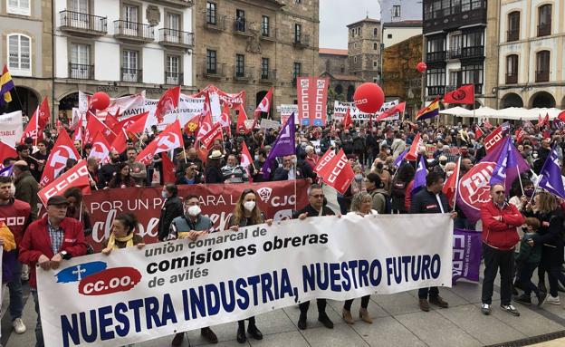 Manifestación del Primero de Mayo en Avilés.