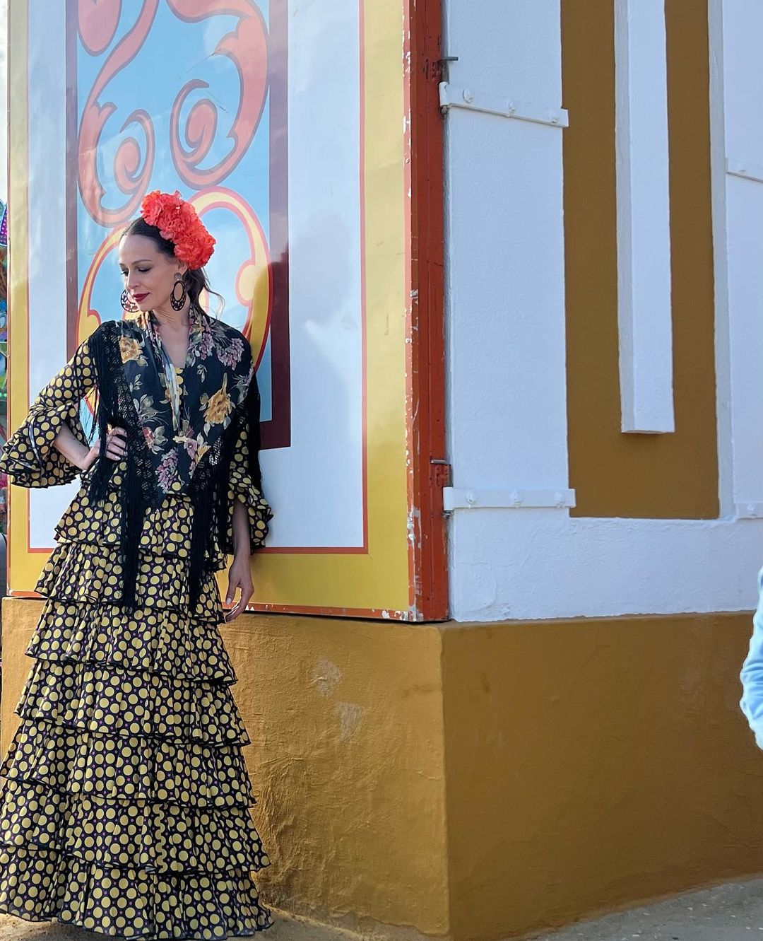 Eva González ya se vistió de gala durante la feria de su pueblo, Mairena del Alcor.