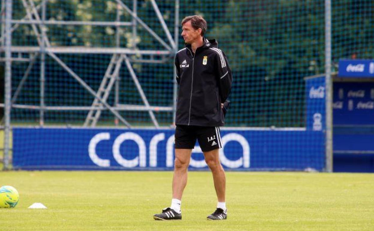 Ziganda, en el entrenamiento del Real Oviedo.