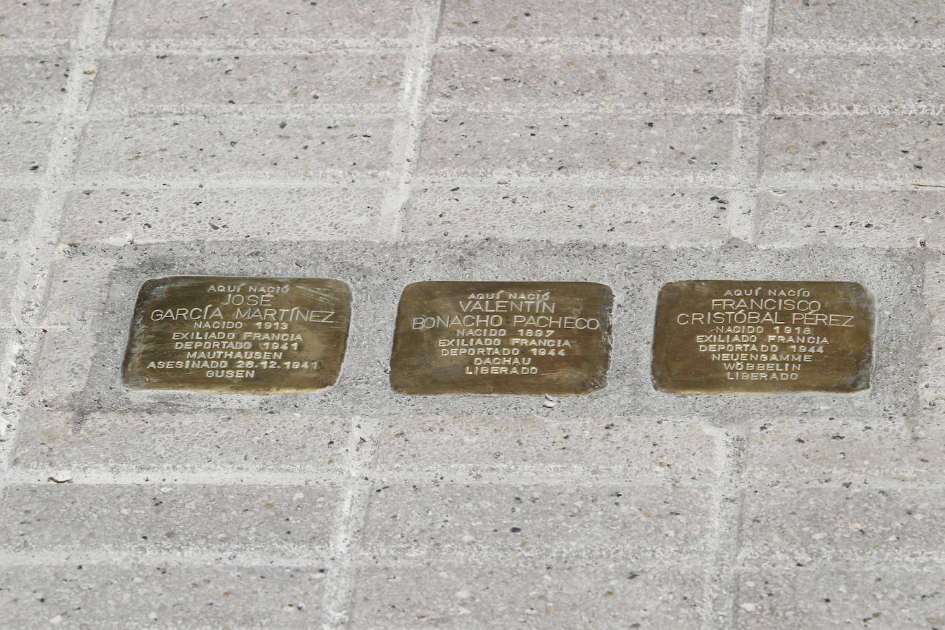 Una placa recuerda a cada uno de los deportados durante la Guerra Civil Española cerca del lugar en el que nacieron o residían en Gijón. En un acto por su recuerdo, los familiares de las víctimas han estado acompañados por la concejala de Memoria Histórica, Salomé Díaz. 
