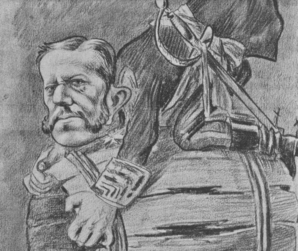 Caricatura de Evaristo Valle publicada en 'La Saeta'.