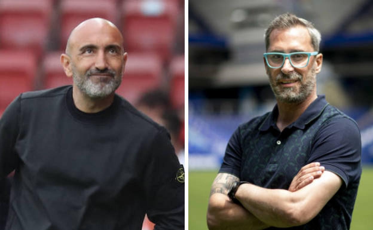 Abelardo y Jon Pérez Bolo, entrenadores del Sporting y el Oviedo, respectivamente. 