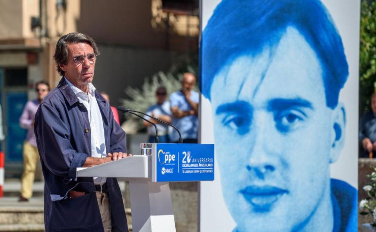 Aznar, el sábado, en el homenaje del PP a Miguel Ángel Blanco. 