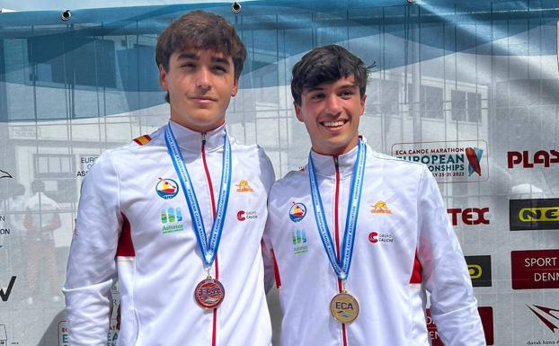 Jesús Machado y Daniel Estébanez con su medalla.